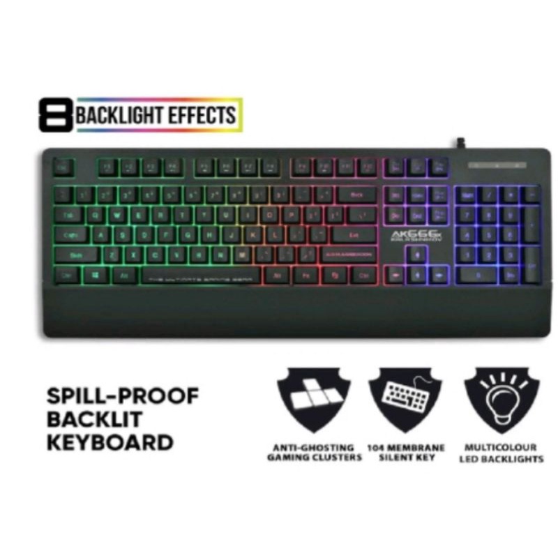 Keyboard Gaming Armaggeddon  AK666 KALASHNIKOF SPILL PROOF 8Mode keyboard usb