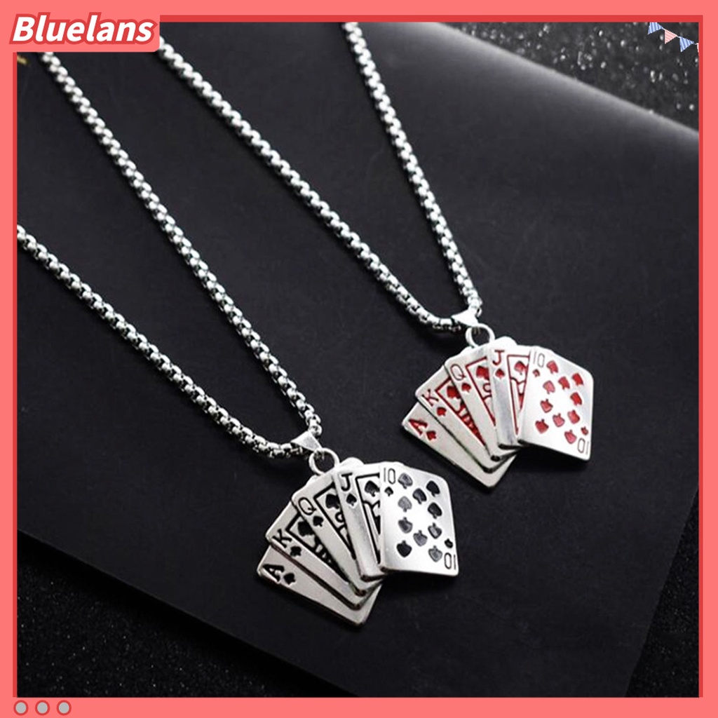 Kalung Panjang Liontin Poker Bahan Alloy Gaya Hip Hop Untuk Unisex