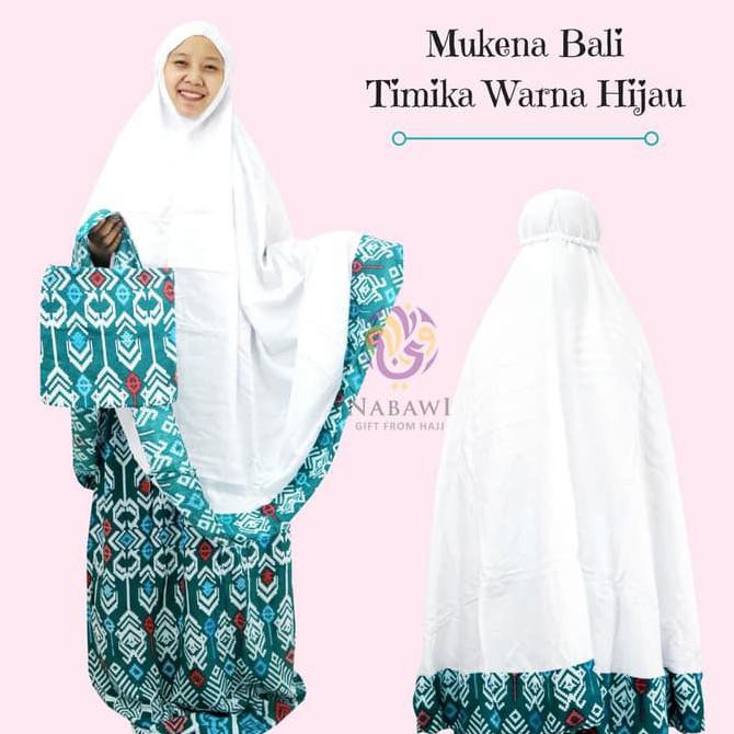 Mukena Mukenah Setelan Katun Bali Motif Batik Timika Warna Jumbo - Merah Muda ALE35