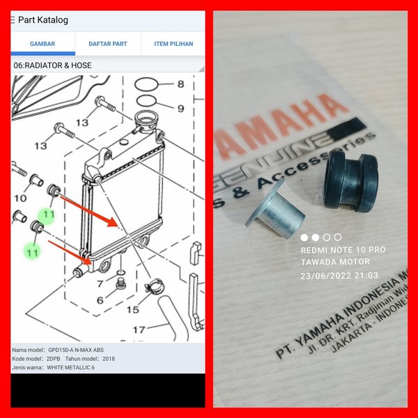 1 BIJI KARET GROMMET RADIATOR YAMAHA NMAX AEROX LEXI