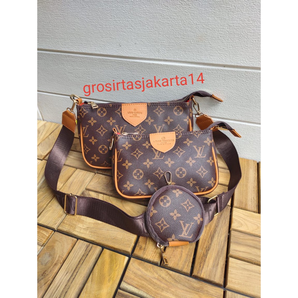 Clutch Pesta SLEMPANG POCHETE LV 3 SET UK 24X14 CM FULL EMBOS LV Promo Keren Elegan Cantik Lucu Bran