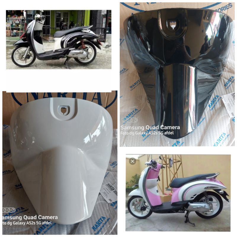 Cover Rak Laci Dashboard Bagasi Kantong Tempat Minum Scoopy Lama Karbu Kyt Hitam Putih