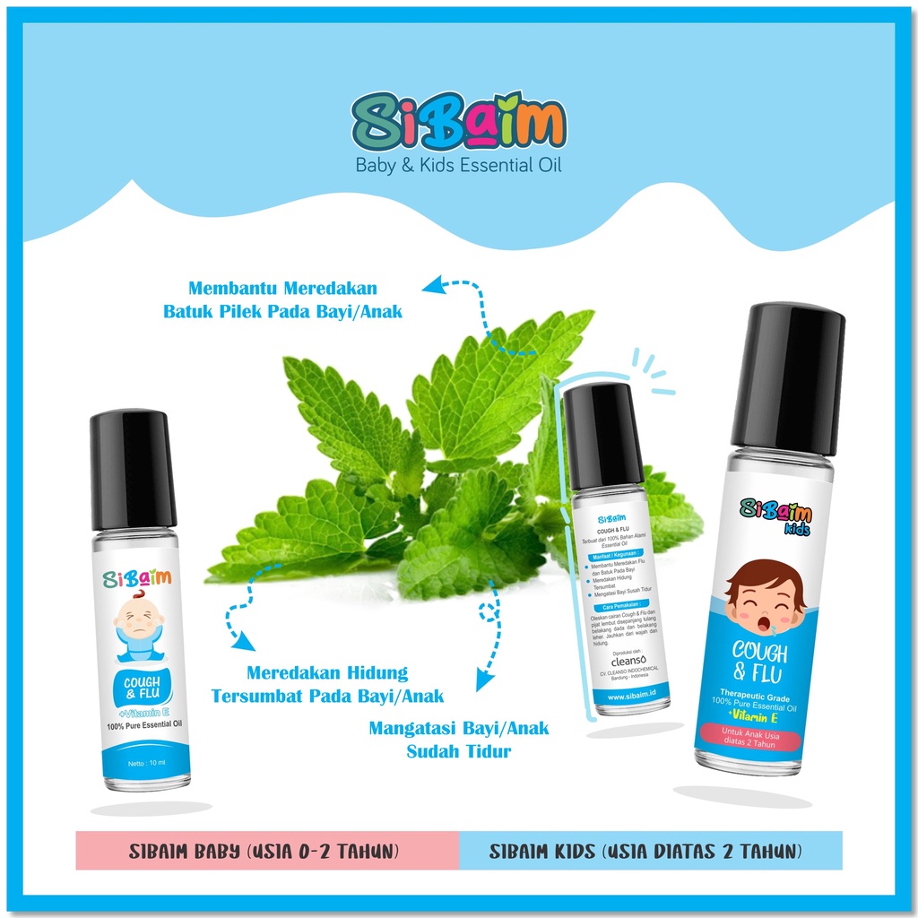 Meredakan Batuk Pilek Bayi - SIBAIM BABY COUGH N FLU Essential Oil 10ml by psikopediastore