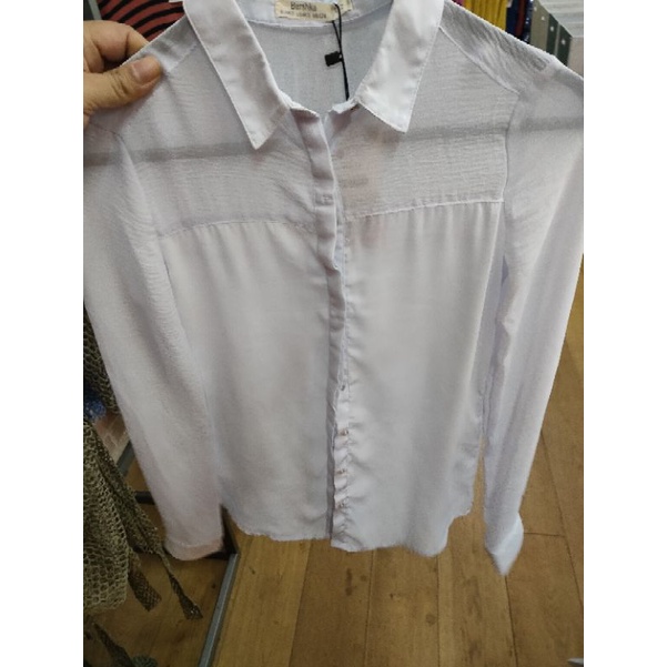Kemeja kerja Wanita Bershka White Original Big sale 2022