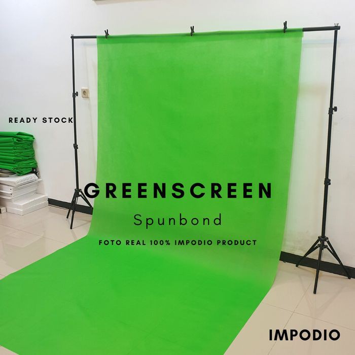 IMPODIO greenscreen spunbond backdropfoto hijau Ukuran 1.6m x permeter Image 6