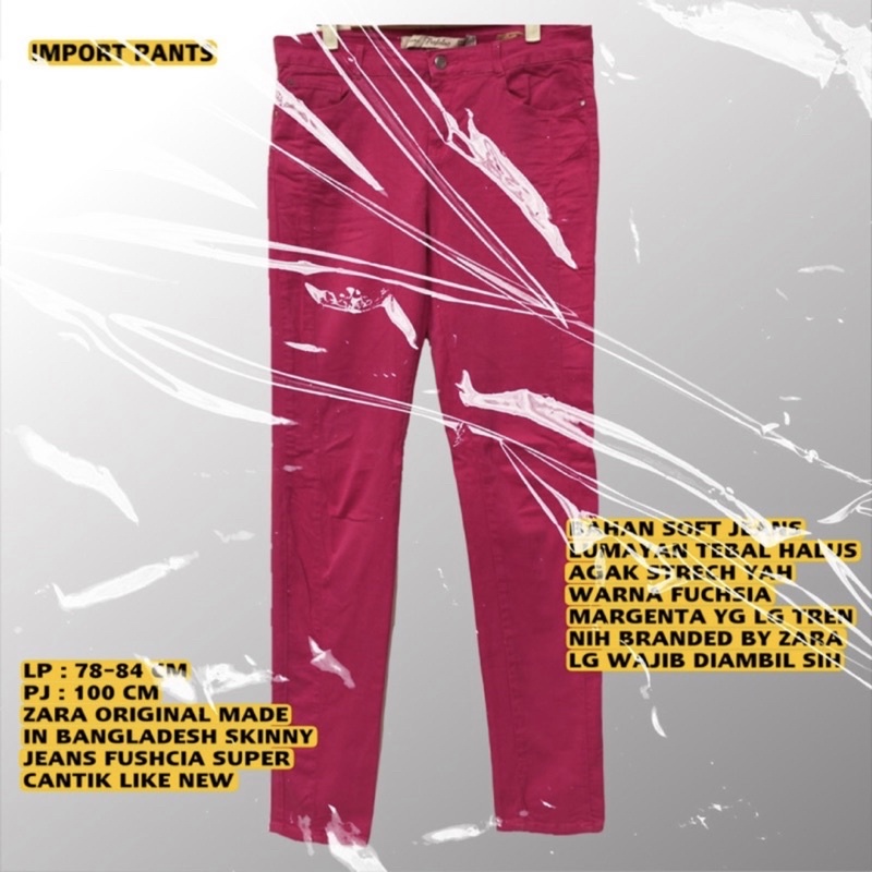 ZARA ORIGINAL/ZARA JEANS/FUSCHIA ZARA PANTS/FUSCHIA JEANS ZARA/SKINNY JEANS FUSCHIA/MARGENTA JEANS/Z