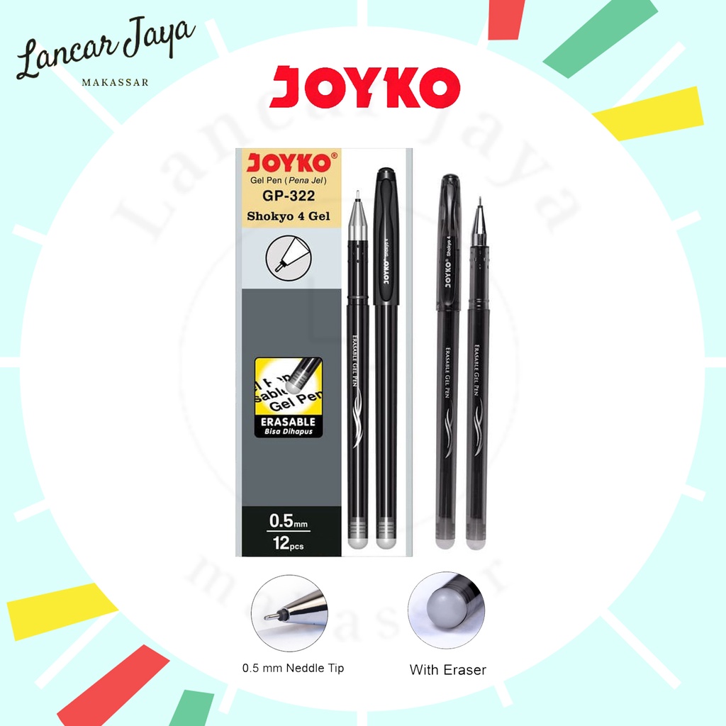 

[1 LSN / 12 PCS] Pulpen Bisa Dihapus Erasable Gel Pen Joyko GP-322