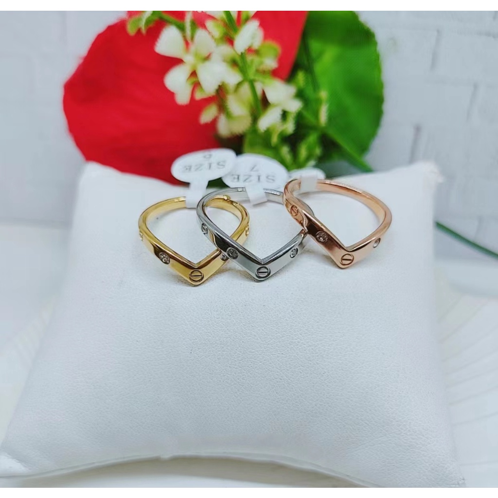 Cincin Titanium Permata Dan Polos Perhiasan Fashion P01