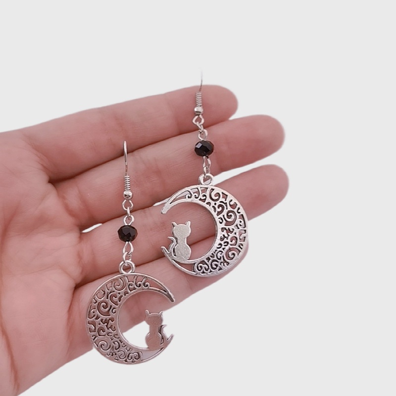 Anting Bentuk Bulan Dan Kucing Model hollow Untuk Wanita