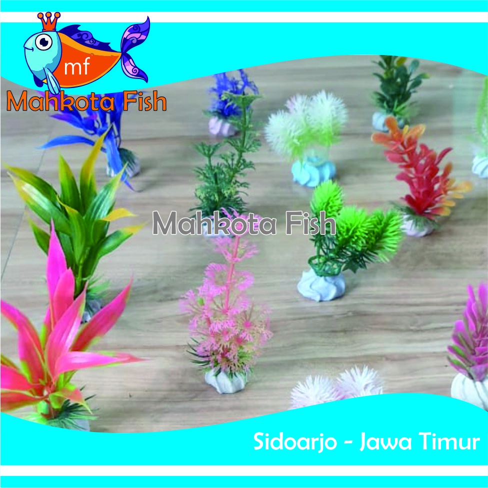 Hiasan Aquarium 10 CM (CAMPUR) | Bunga Plastik Aquarium | Bunga Hiasan Aquarium | Tanaman Hias Aquarium