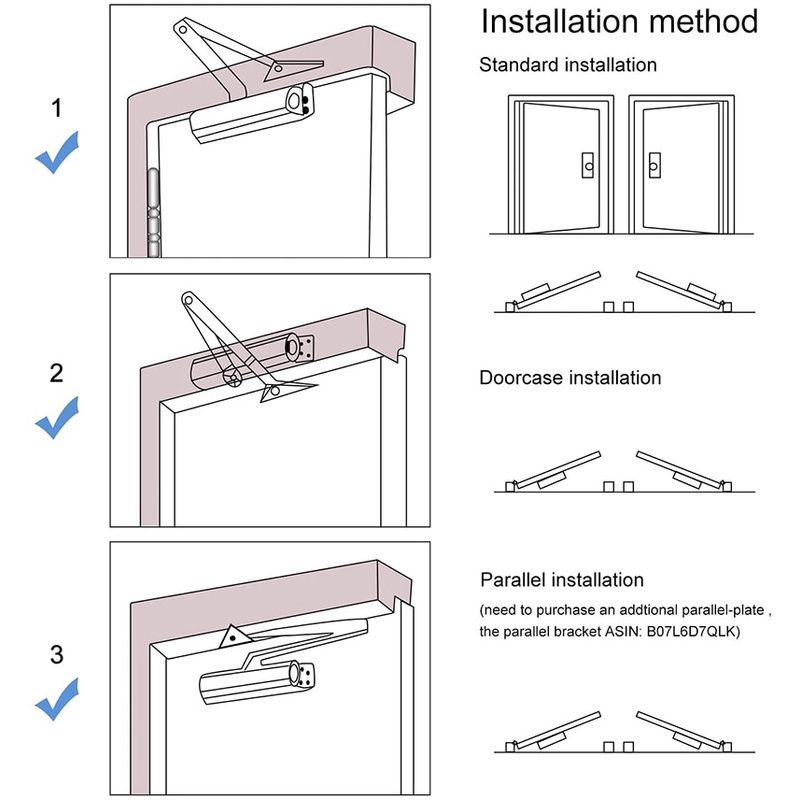 Door Closer Otomatis Hold Open /Penahan Pintu Kayu &amp; Alumunium Satu Set Lengkap