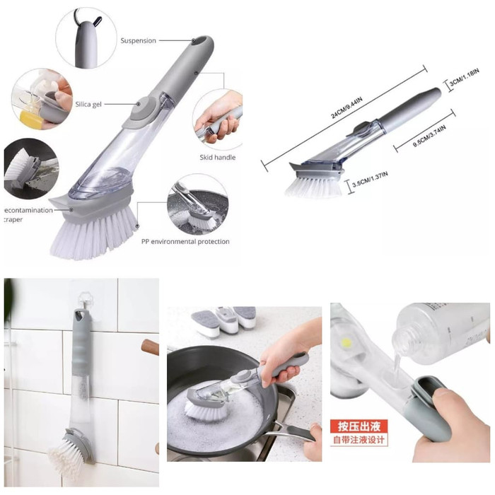 (COD) Cleaning Brush Sikat Cuci Piring Alat Dapur Free Sponge Pembersih