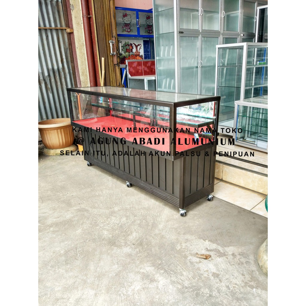 Etalase Alumunium Counter Hp Voucher Perdana 150cm