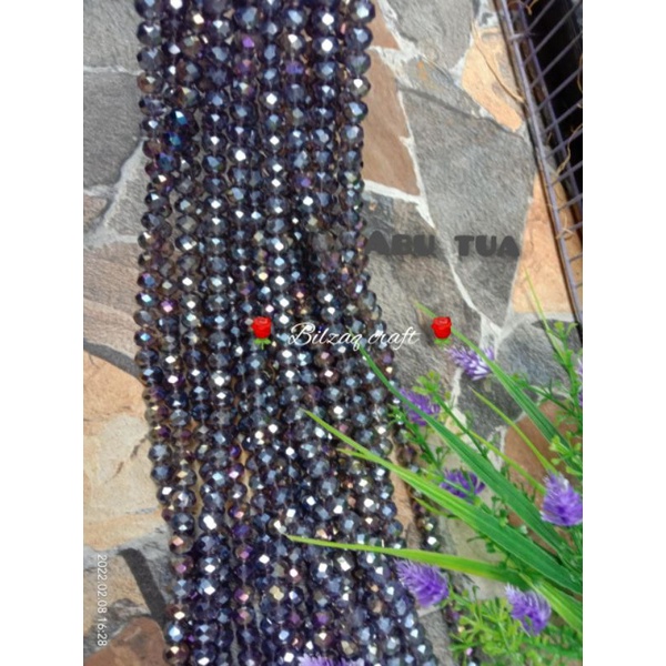 Kristal ceko 8mm gol.biasa-Abu tua