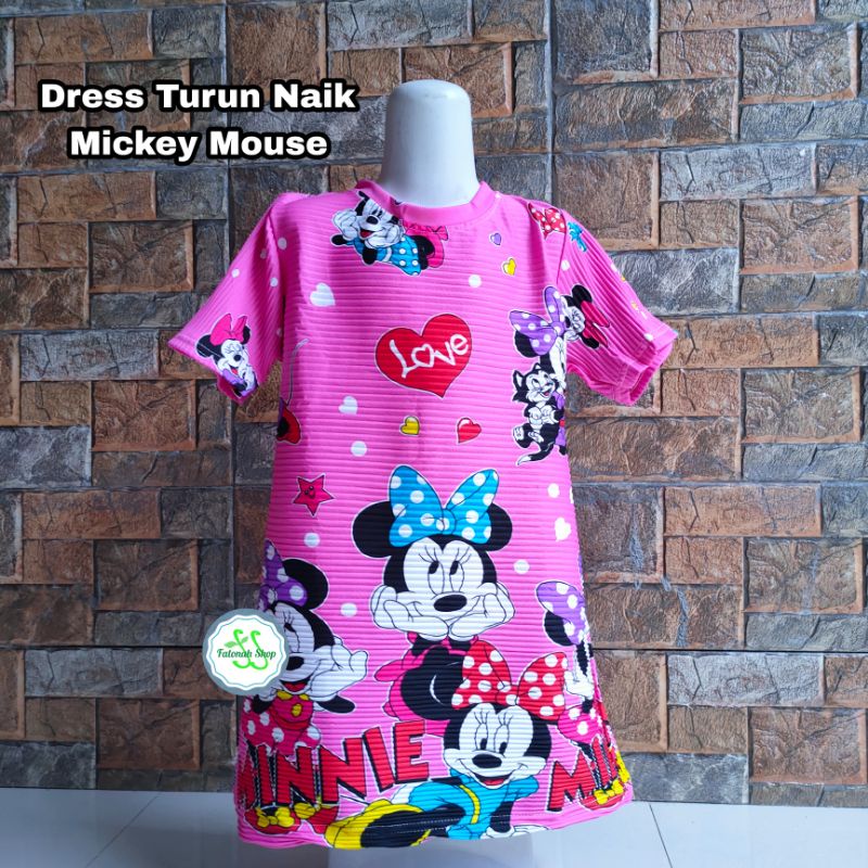 Dress anak Turun Naik  motif Mickey mouse tikus lucu  usia 1 2 3 4 tahun fanta ungu