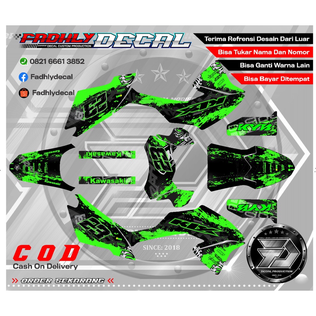 Decal klx hitam hijau keren