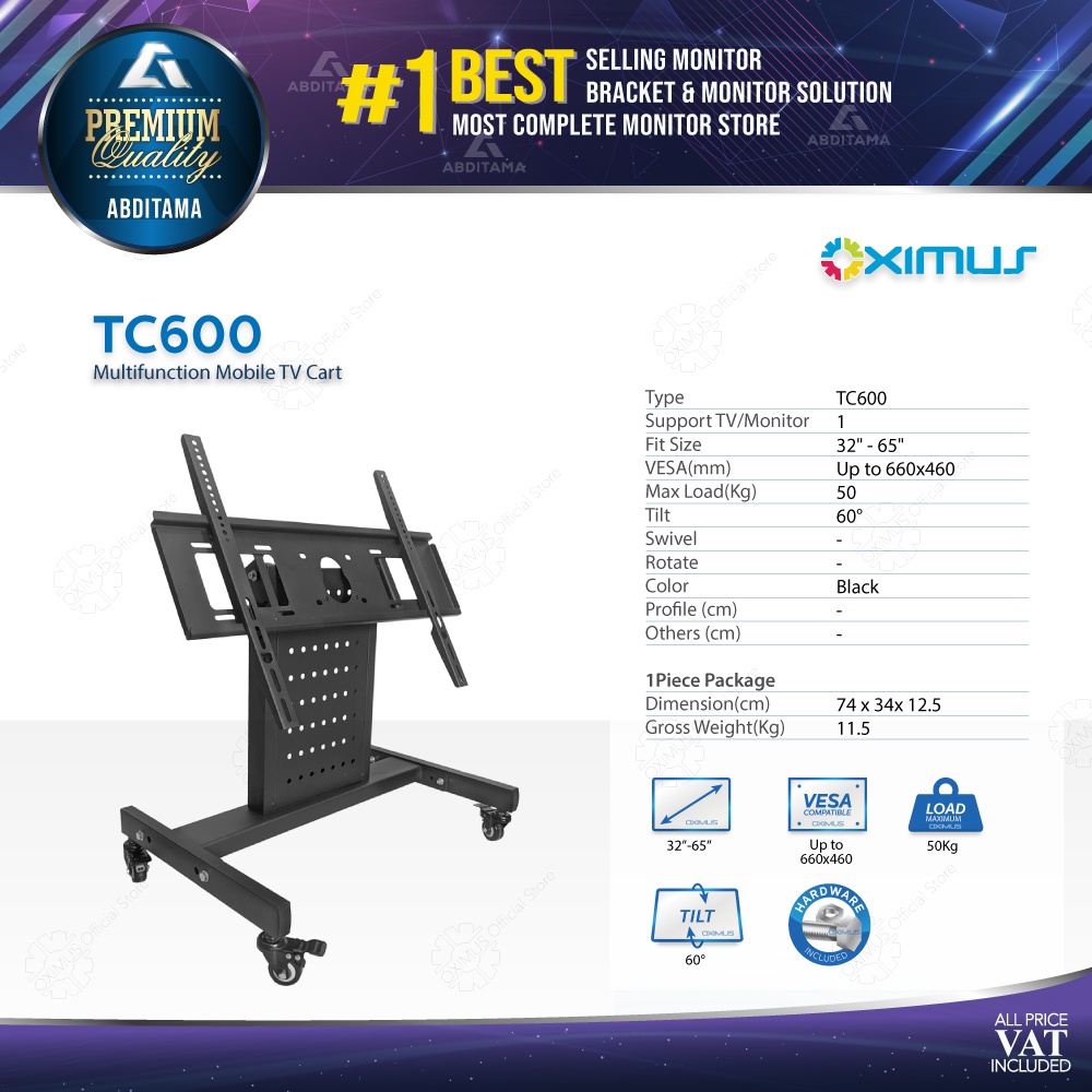 BRACKET LED TV MONITOR STAND RODA PANGGUNG OXIMUS TC600 32&quot; - 65&quot;