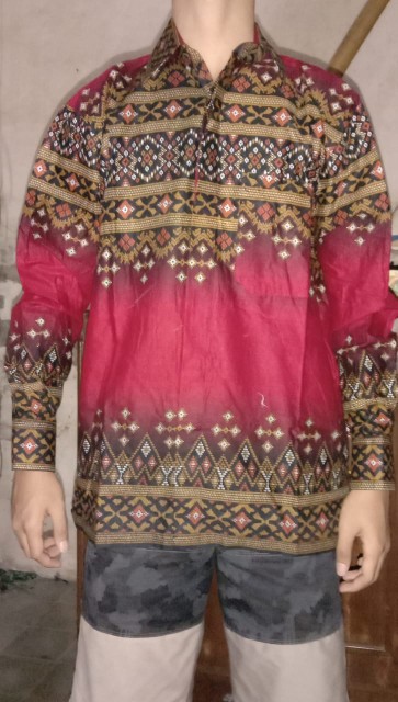Kemeja Batik Pria Lengan Panjang Size M L Xl Xxl Bswart Batik Hrb026 Kenongo Hem Panjang Padi