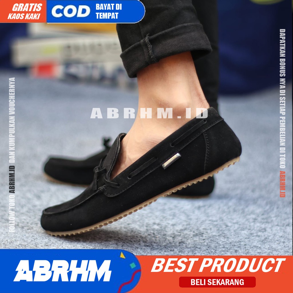 ABRHM- CELTIK Sepatu Slip On Pria Sepatu Casual Pria Sepatu Kulit Asli Pria Sepatu Kasual Semi Formal Kuliah Kondangan Gaya Santai Keren Kekinian Murah Original Terlaris