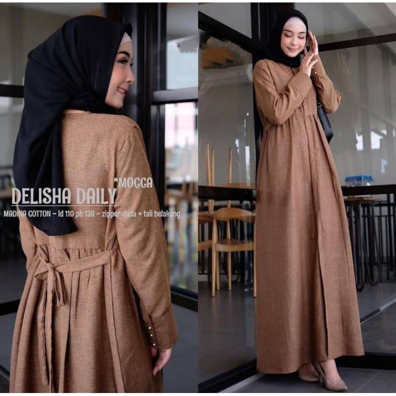 Gamis syar'i asdf super jumbo muslim murah dress muslim modern L XL XXL 3XL 4Xl gamis polos Dress jumbo BIG size Dress Busana Muslimah Delisha