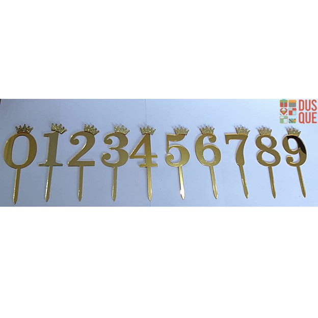 CAKE TOPPER ACRYLIC ANGKA GOLD 0 – 9 / AKRILIK CAKE ANGKA ULANG TAHUN / HIASAN ANGKA / ULANG TAHUN