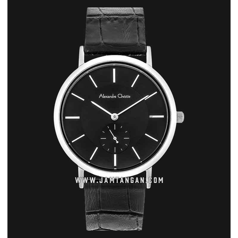 Alexandre Christie AC 8575 LS LSSBA Ladies Black Dial Black Leather Strap