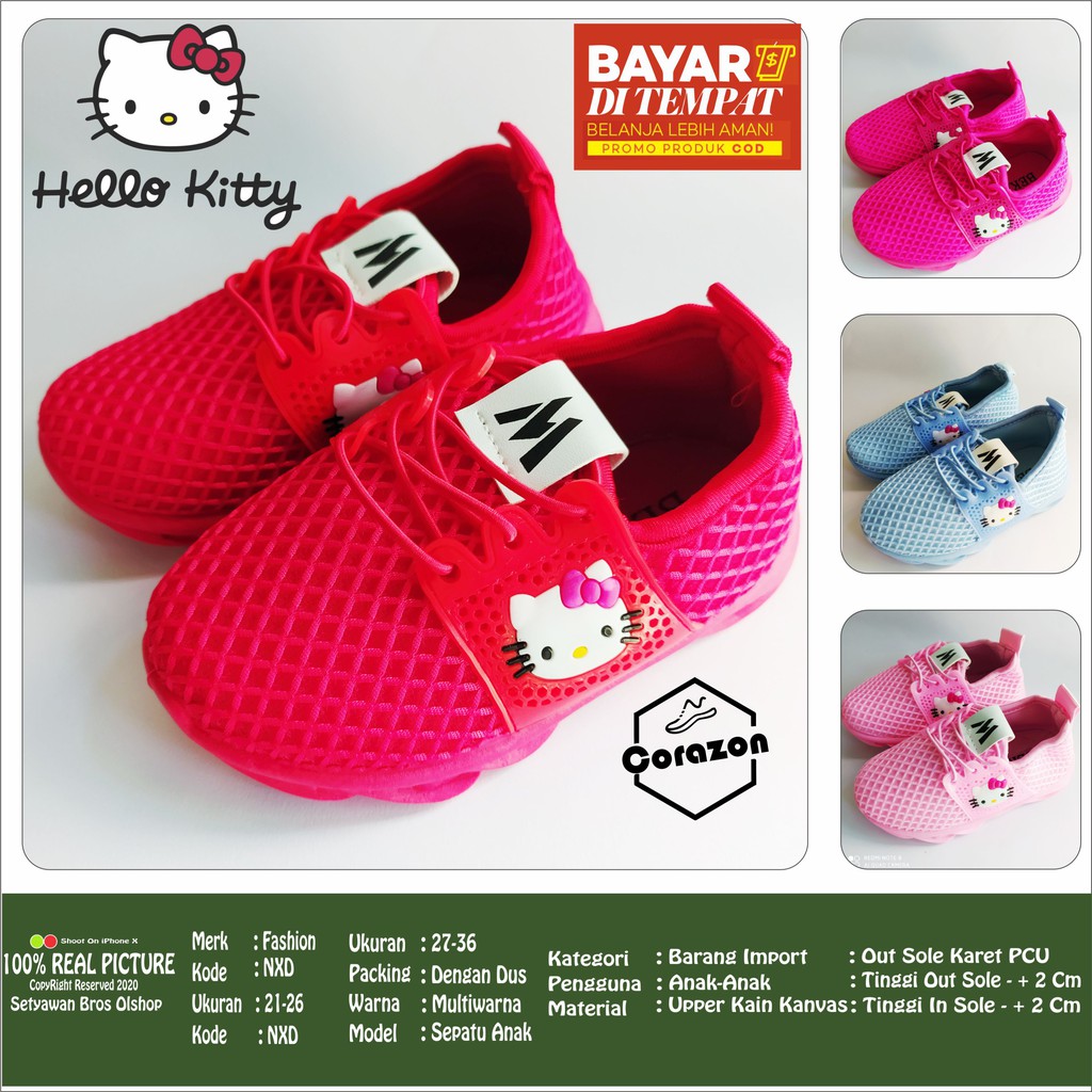  Sepatu  sneaker Anak perempuan motif  hello  kitty  terkeren 