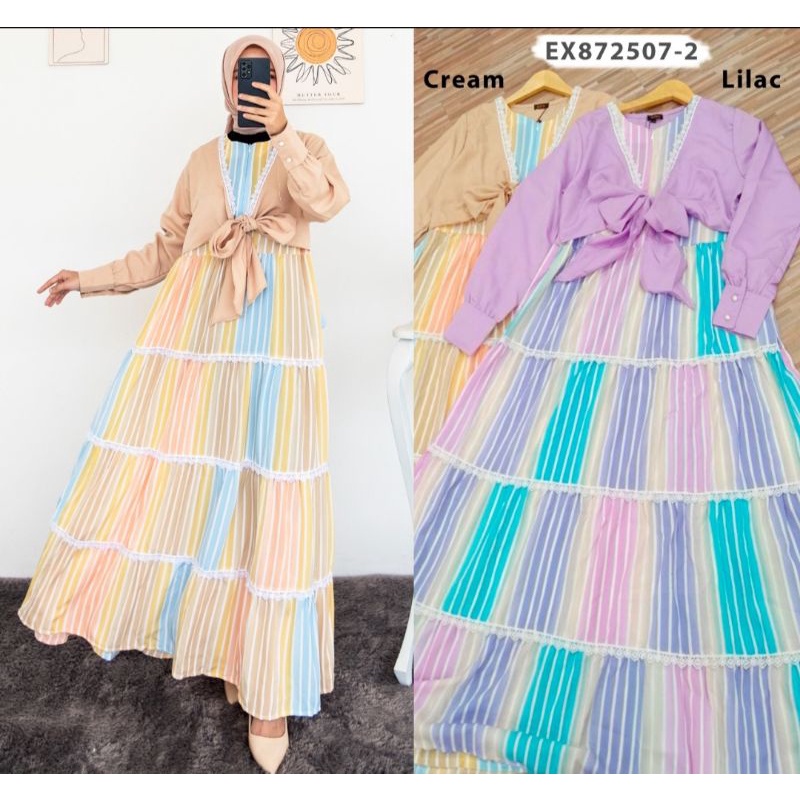 Gamis Dress Clarissa Bahan Wollpeach mix mosscrepe ORI by EXTU