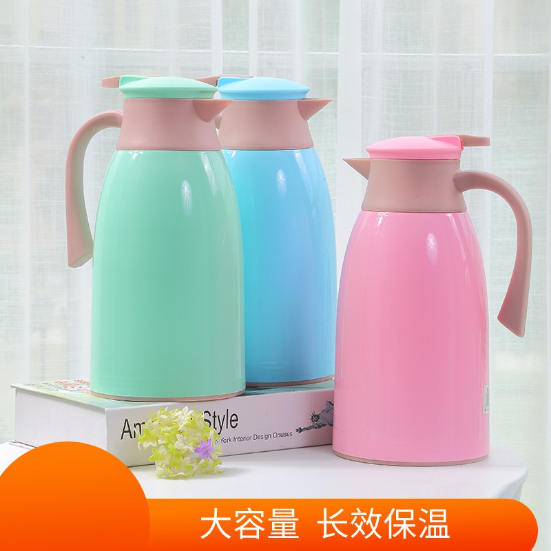 Teko 1000ml termos air panas bahan kaca luar plastic tahan panas lama
