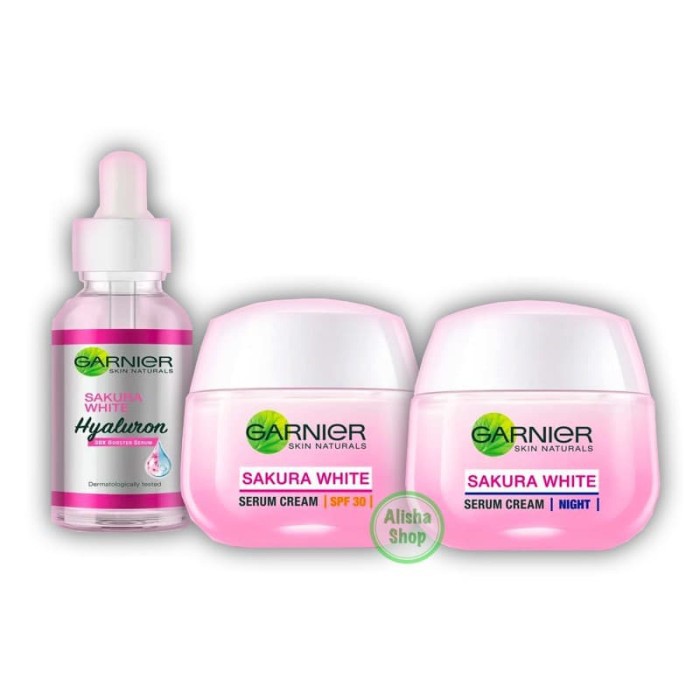 Paket Garnier Sakura White ( Serum + Day Cream + Night Cream ) - 3pcs