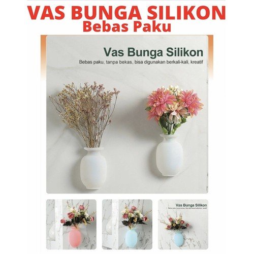 Vas Bunga Gantung Dinding Silikon Tempel Untuk Dekorasi Ruangan Rumah