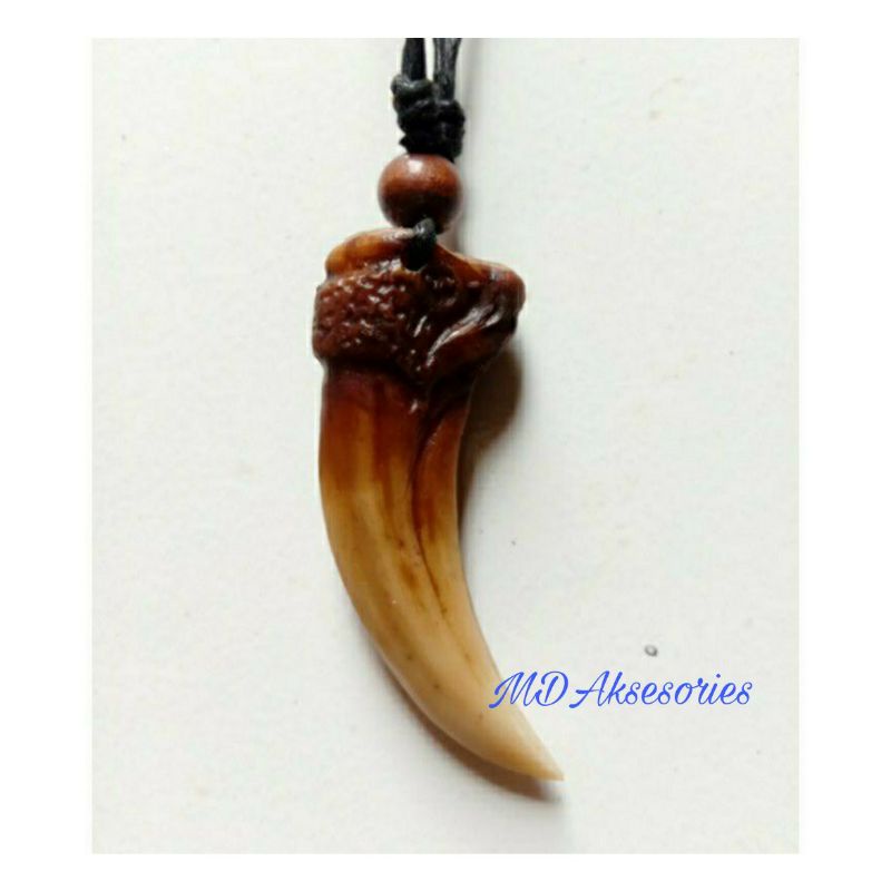 Taring harimau macan kalung tali hitam murah replika
