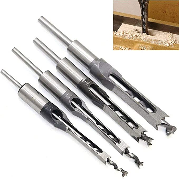 Mata Bor Kayu Bobok Mortising Square Chisel Drill bit 1/4 5/16 3/8 1/2 Lubang Kunci Kusen