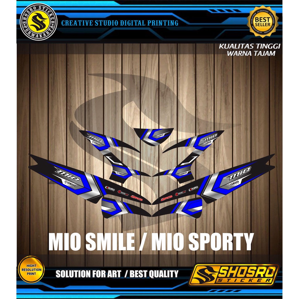 DECAL VARIASI / VARIASI STRIPING MOTOR YAMAHA MIO OLD/SMILE VARIASI POLET SIMPLE MIO BIRU RACING NEW