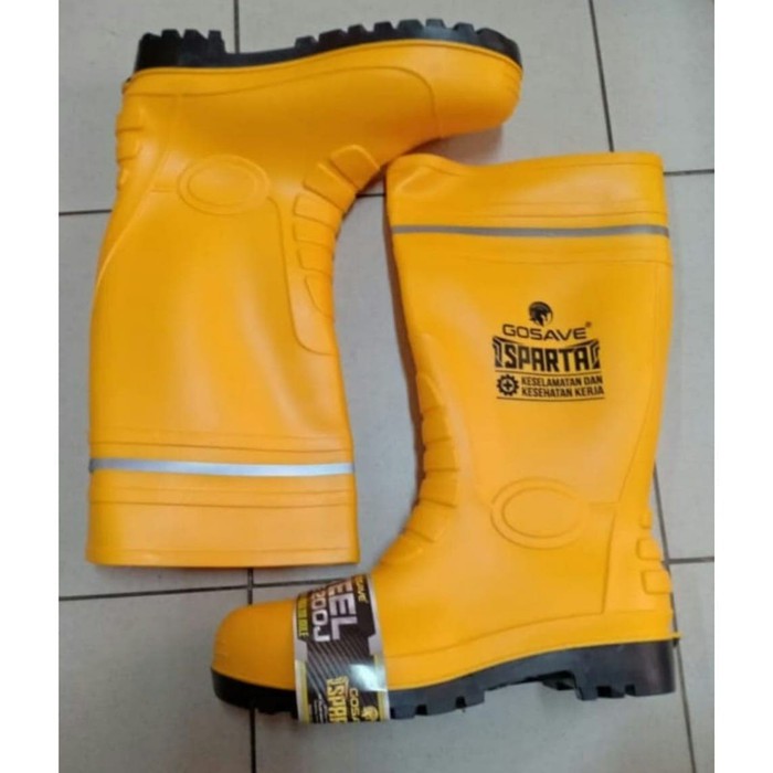 Sepatu Boot Safety PVC Sparta Gosave Steel Toe Ujung Besi Baja
