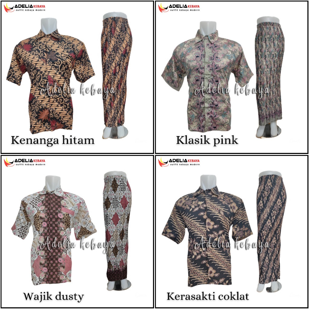 (COD) HAYO - HAYO/COUPLE KEMEJA BATIK DAN ROK PLISKET BATIK -  MOTIF TERLENGKAP - SET BATIK COUPLE MODERN