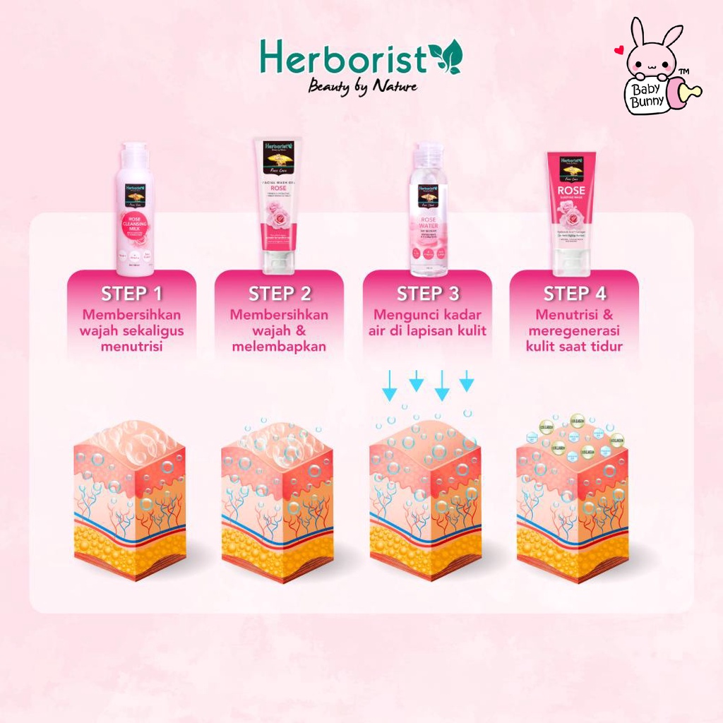 ❤ BELIA ❤ HERBORIST Rose Water &amp; Cleansing Milk | Sleeping Mask | Facial Wash | air mawar herborist