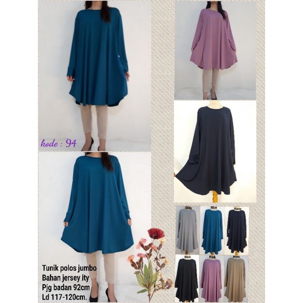 Tunik Muslim Ibu Ibu,Baju Atasan Ukuran Jumbo Jersey Polos ,Fashion Oblong Dan Busui kancing buka de