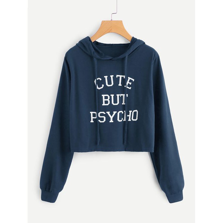 Bess - Sweater Hoodie Crop Murah / Sweater Hoodie Crop CUTE BUT PSYCO