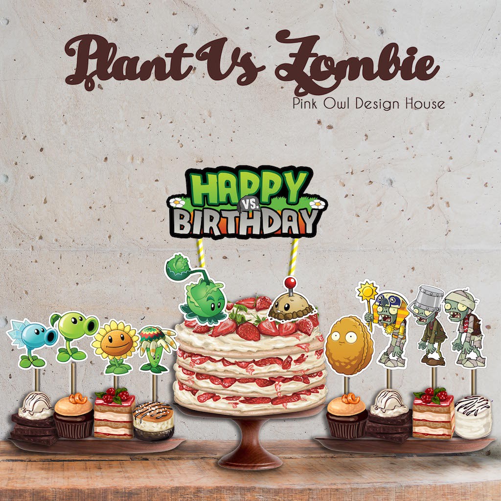 Plant Vs Zombie Cake Topper Shopee Indonesia