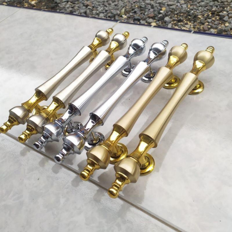 handel kuningan handel pintu handle tarikan pintu rumah model dahlia gold perak modern 34 cm