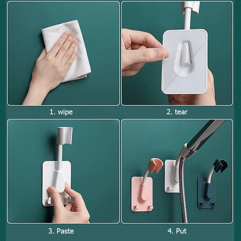 1 Pc 360 Derajat° Bracket Holder Kepala Shower Warna-Warni Adjustable Dengan 2 Kait Untuk Kamar Mandi