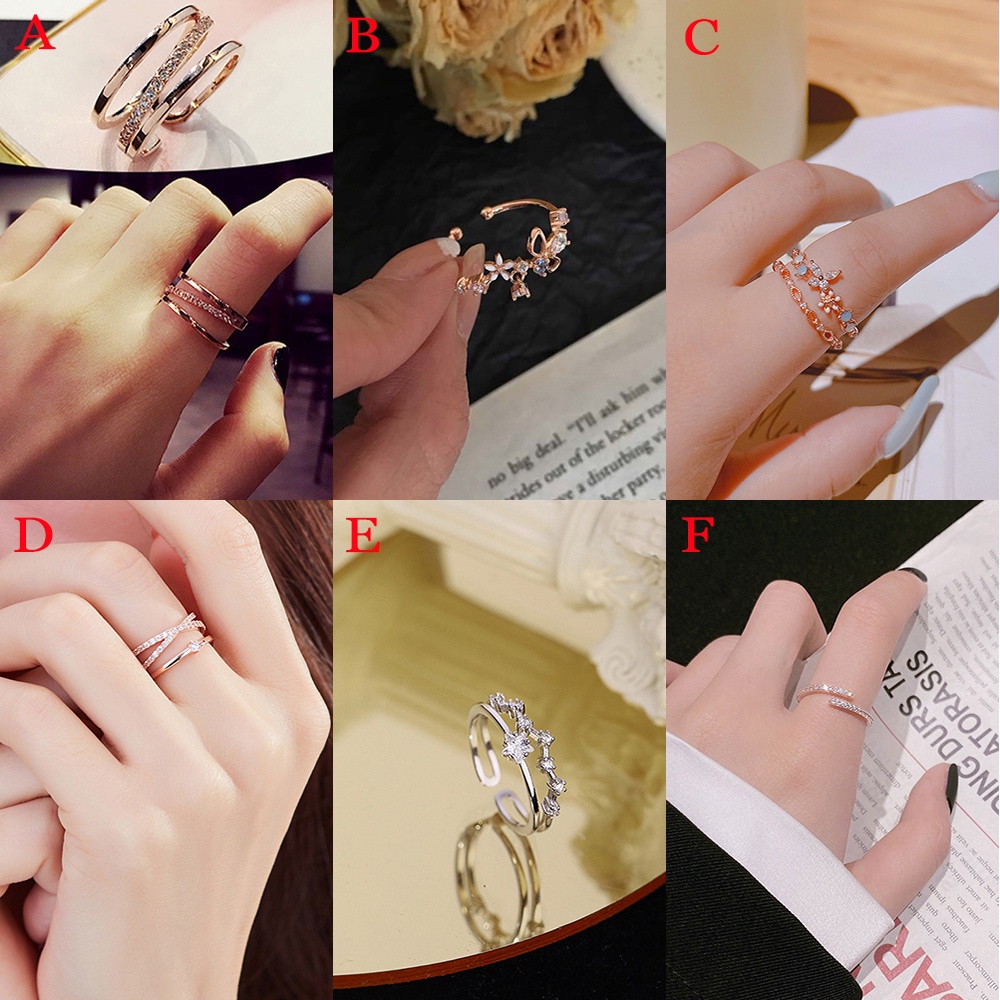 AZ228 [COD✔] Cincin Titanium Berlian Naik Cincin Emas Untuk Wanita Anti Rusty Perhiasan Yang Tidak Berkarat