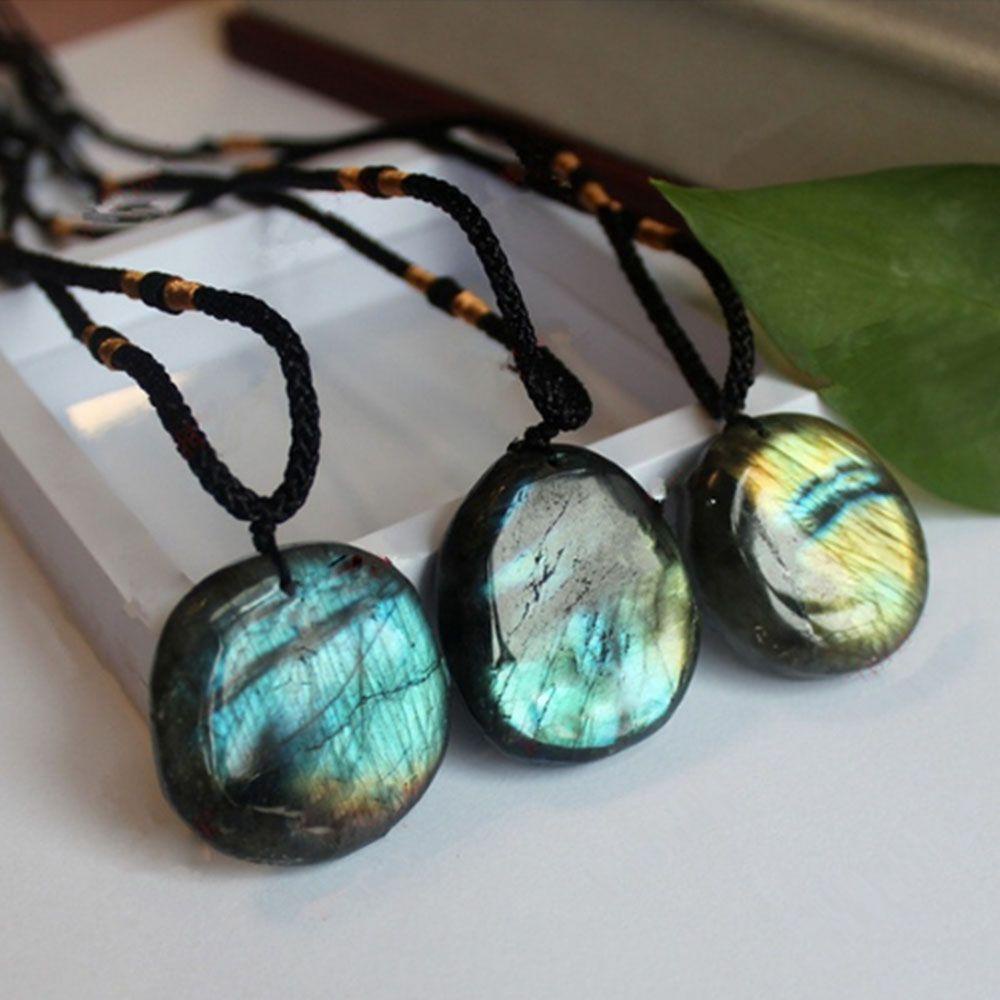 NEEDWAY Needway Pendant Liontin Pesona Hadiah Batu Permata Labradorite Stone Necklace