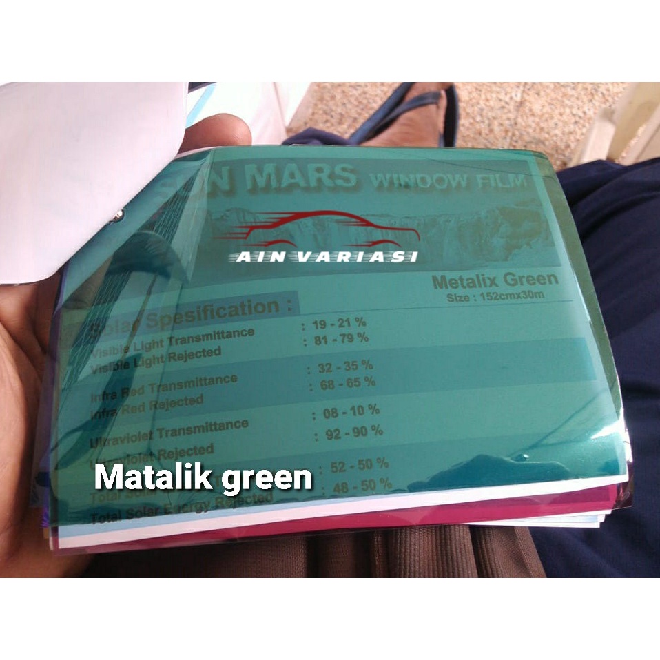 Stiker kaca film mobil merk sun mars type metalik green