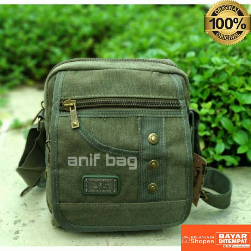 TAS SLEMPANG AIR POLO KANVAS TAS SKEMOANG PRIA KAIN CANFAS TAS KERJA KANFAS MODEL SELEMPANG