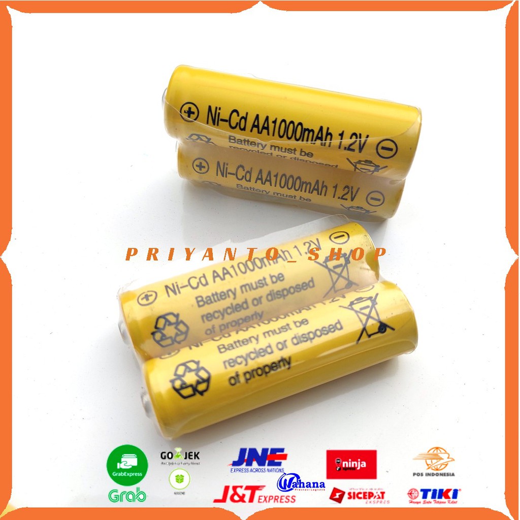 Baterai Cas Ni-cd AA 1000 mAh AA 1.2V Batrei Charger Batre Cas 2PCS