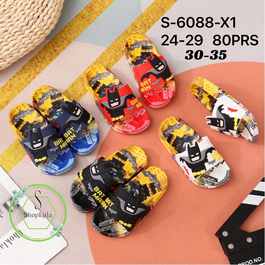 Sandal Selop anak laki-laki import karakter BATMAN S-6088-x1 size 24-35/ sandal anak laki-laki