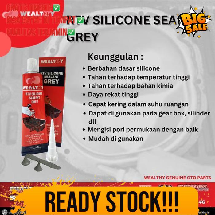 Lem Gasket | Lem Pakingan |Wealthy Rtv Silicone Sealant - Grey [85 Gr]