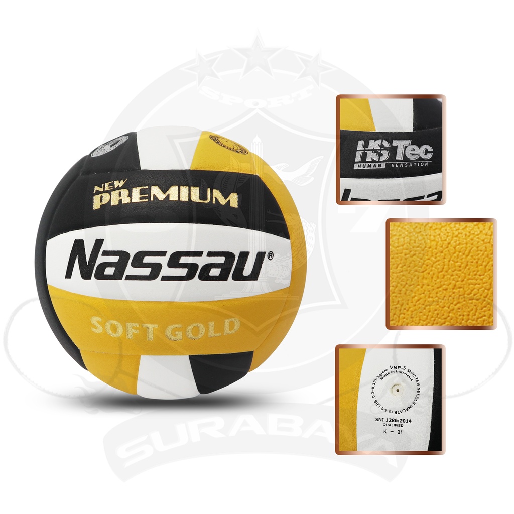 Jual Bola Voli Nassau New Premium Soft Gold Original Volly Voley